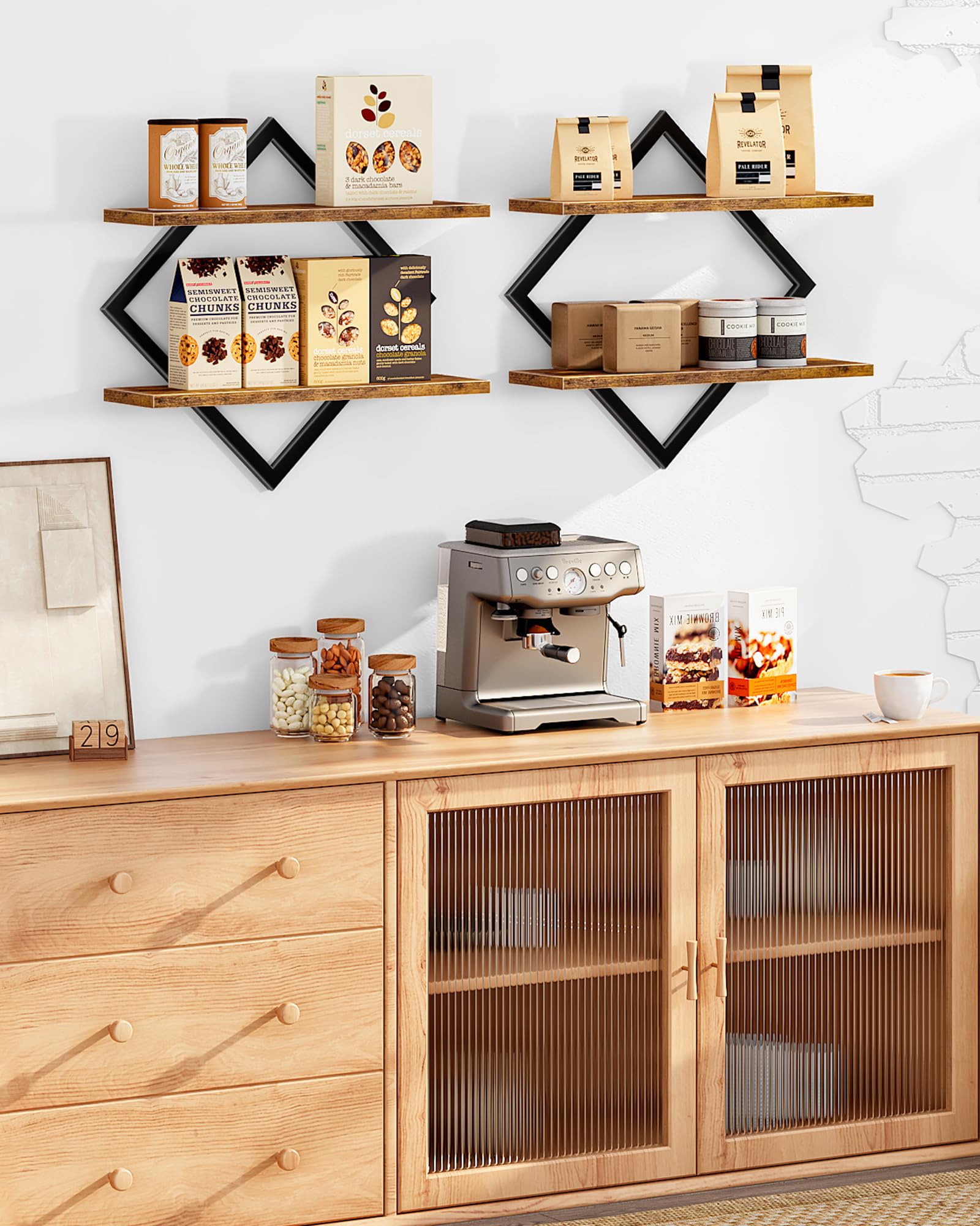CHOEZON Diamond design double-tier shelves shown for organized storage