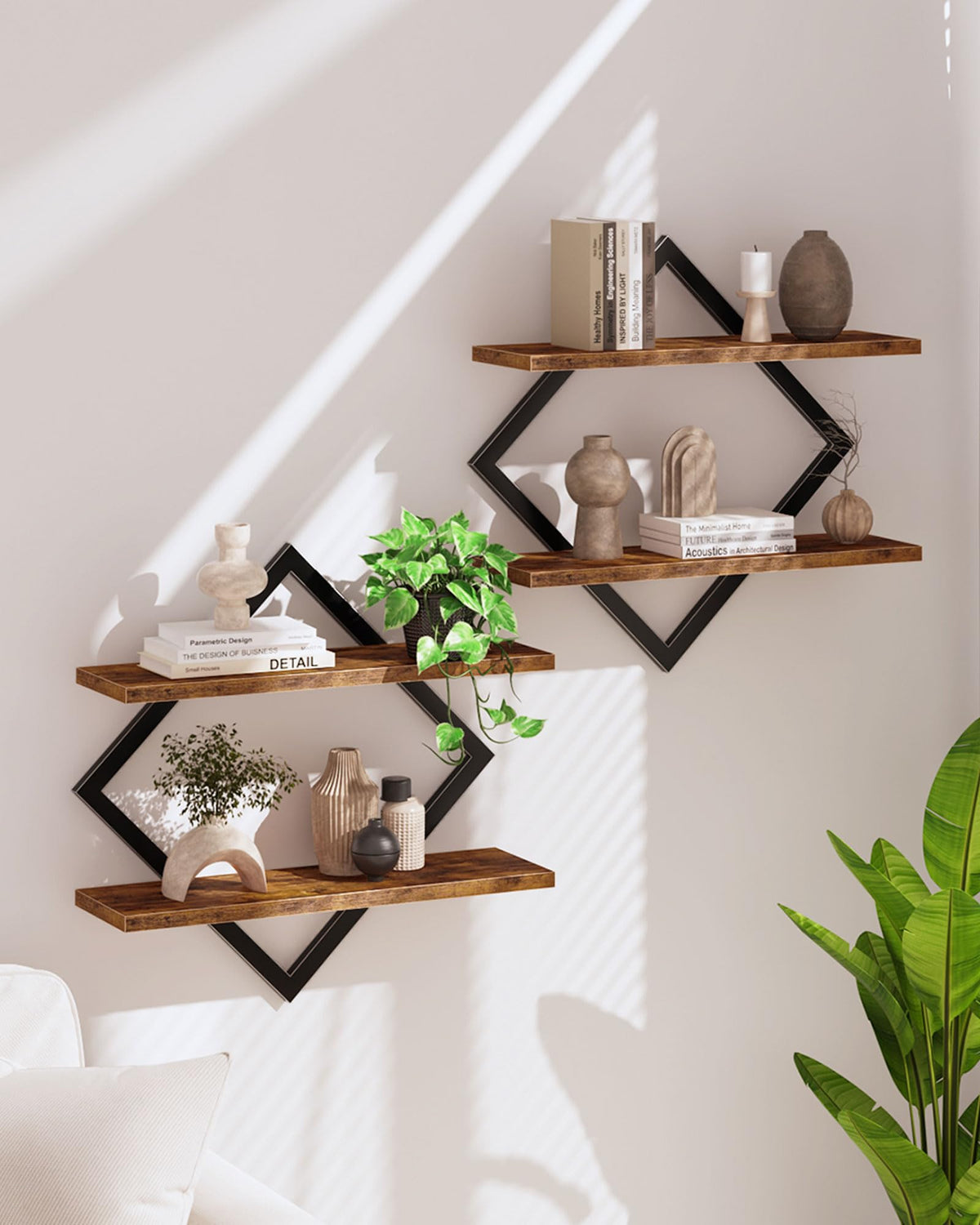 CHOEZON Diamond design floating shelves front view ideal for stylish display