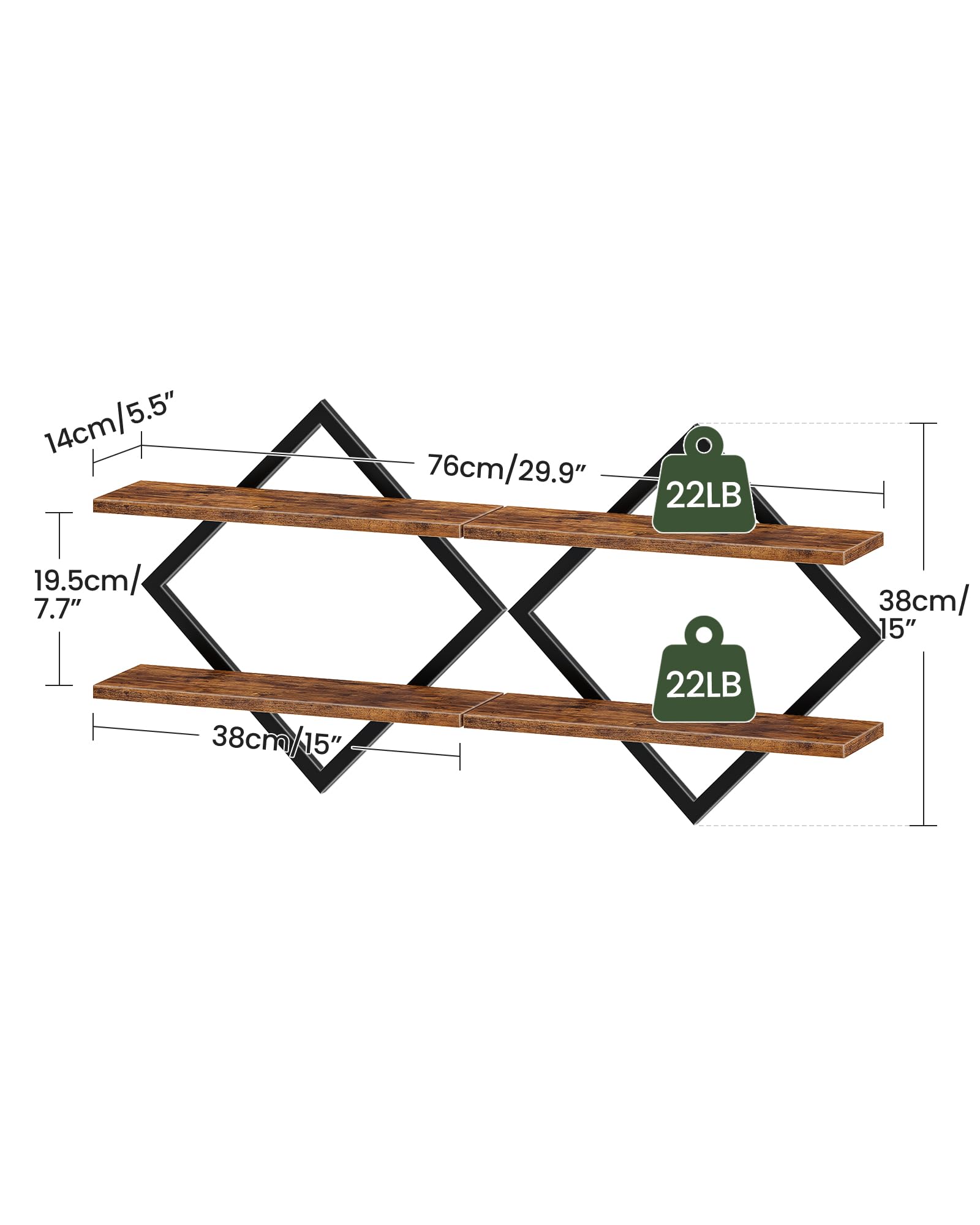 CHOEZON Diamond design floating shelves side view adds character to décor