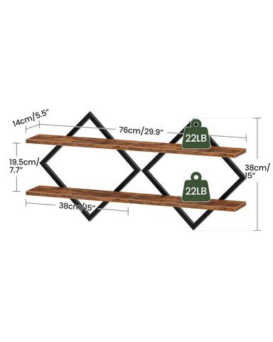 CHOEZON Diamond design floating shelves side view adds character to décor