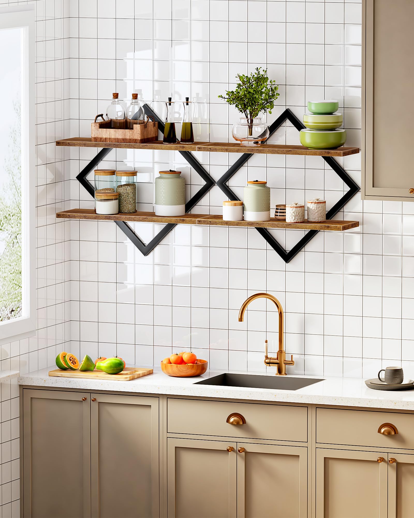 CHOEZON Diamond design shelves showcased in a living room
