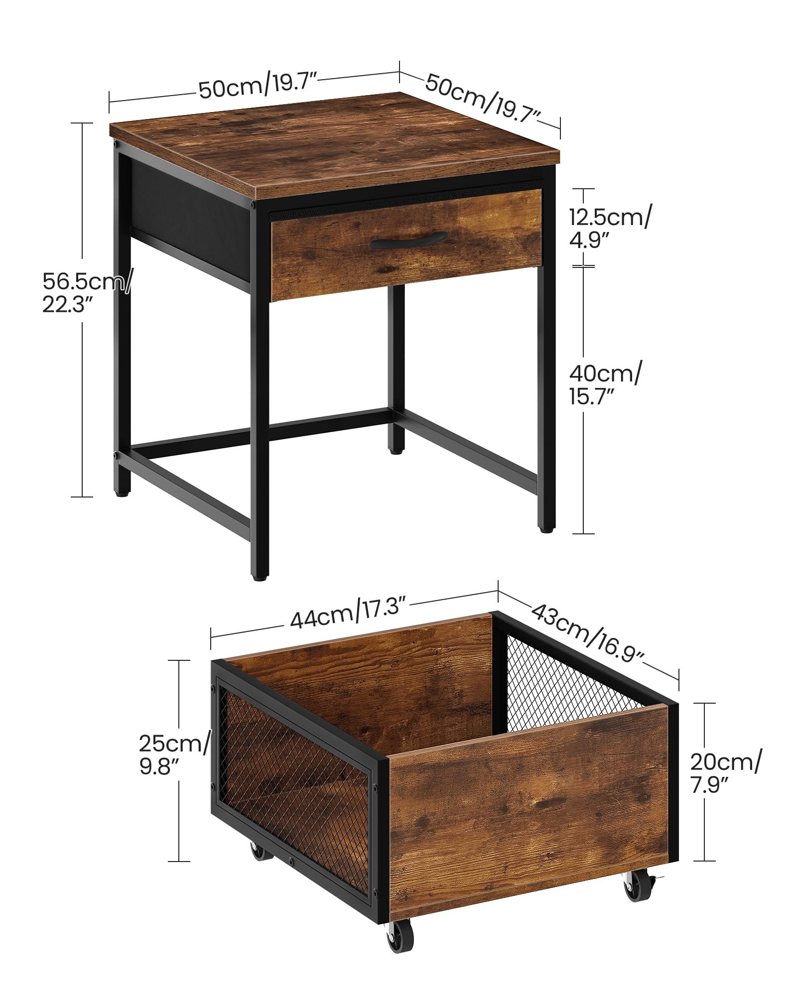 CHOEZON Mini Fridge Stand Storage Drawer open demonstrates organized beverage storage.