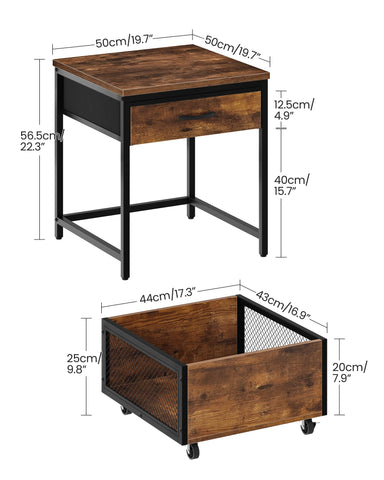 CHOEZON Mini Fridge Stand Storage Drawer open demonstrates organized beverage storage.