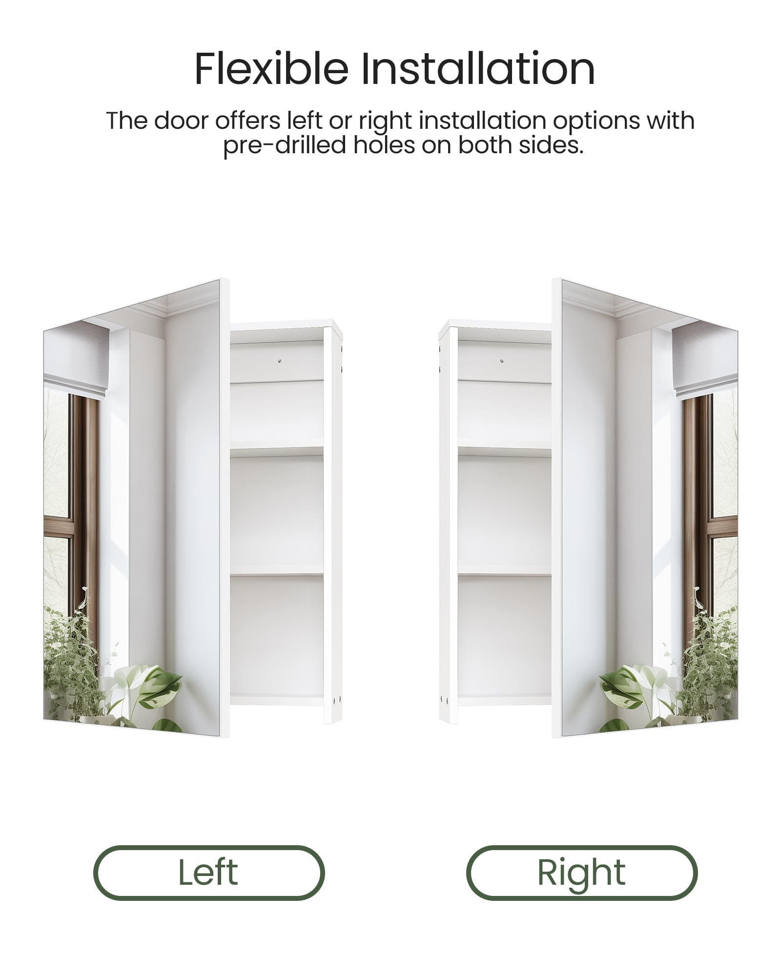 CHOEZON pre-fitted mirror on the door simplifies setup and use