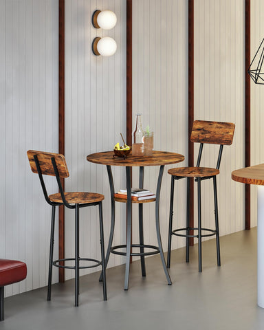 CHOEZON round bar table 2-tier storage shows accessible shelves for glasses and napkins