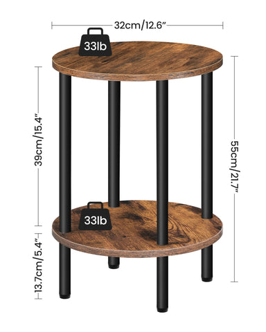 CHOEZON round side table lower tier keeps books and magazines neatly organized.