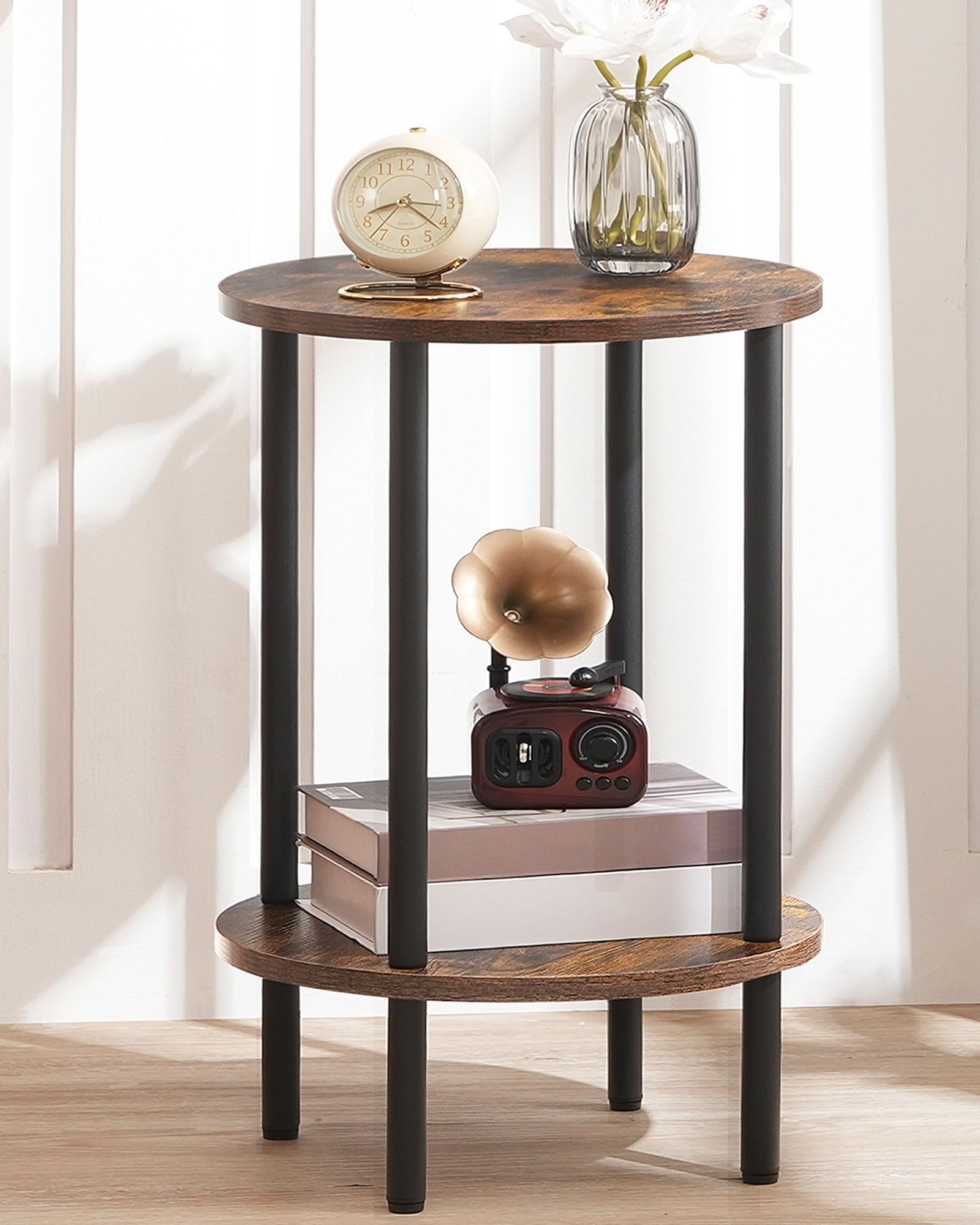CHOEZON round side table upper tier ideal for decor and everyday items.