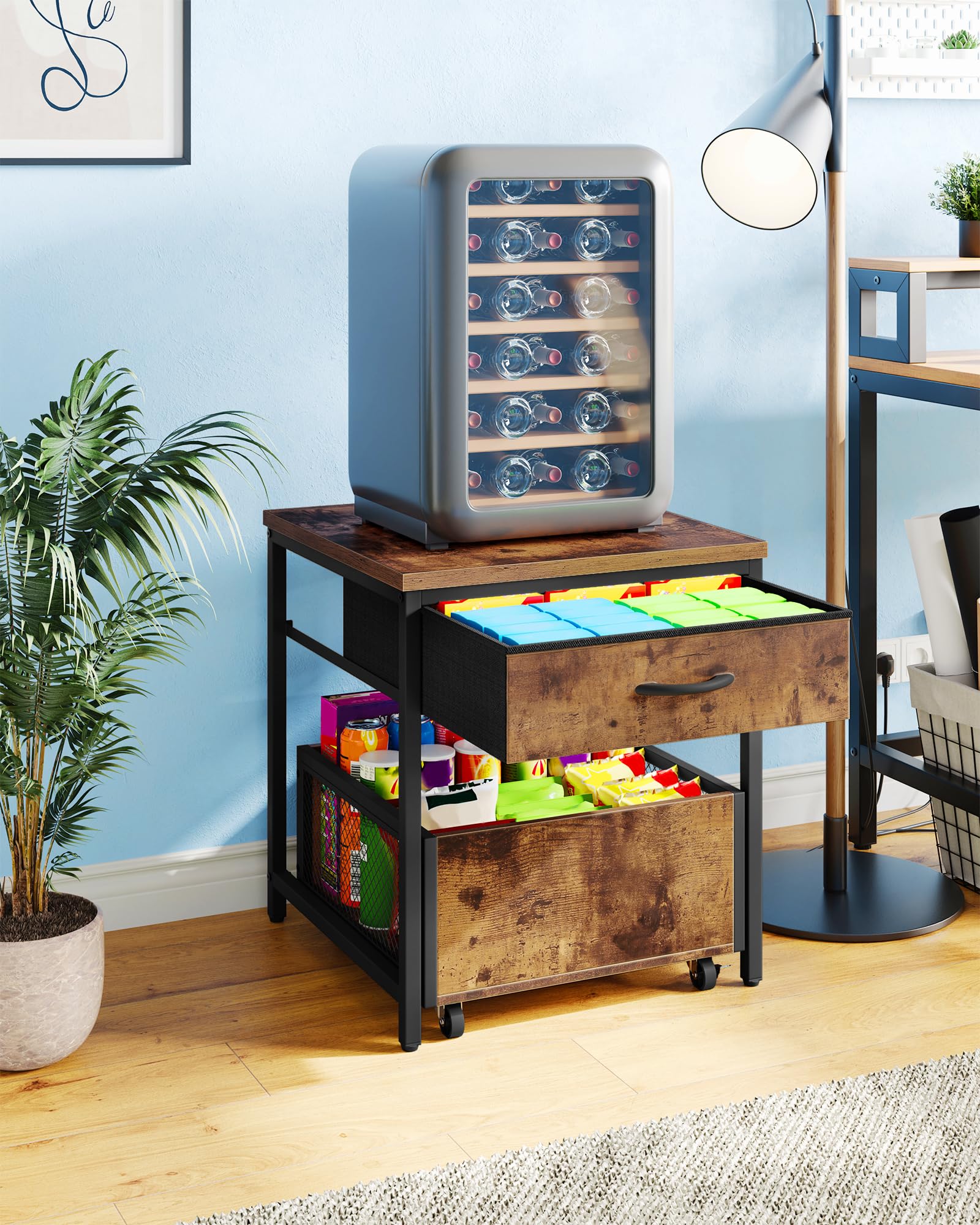 CHOEZON Rustic brown and black finish blends with living room decor.
