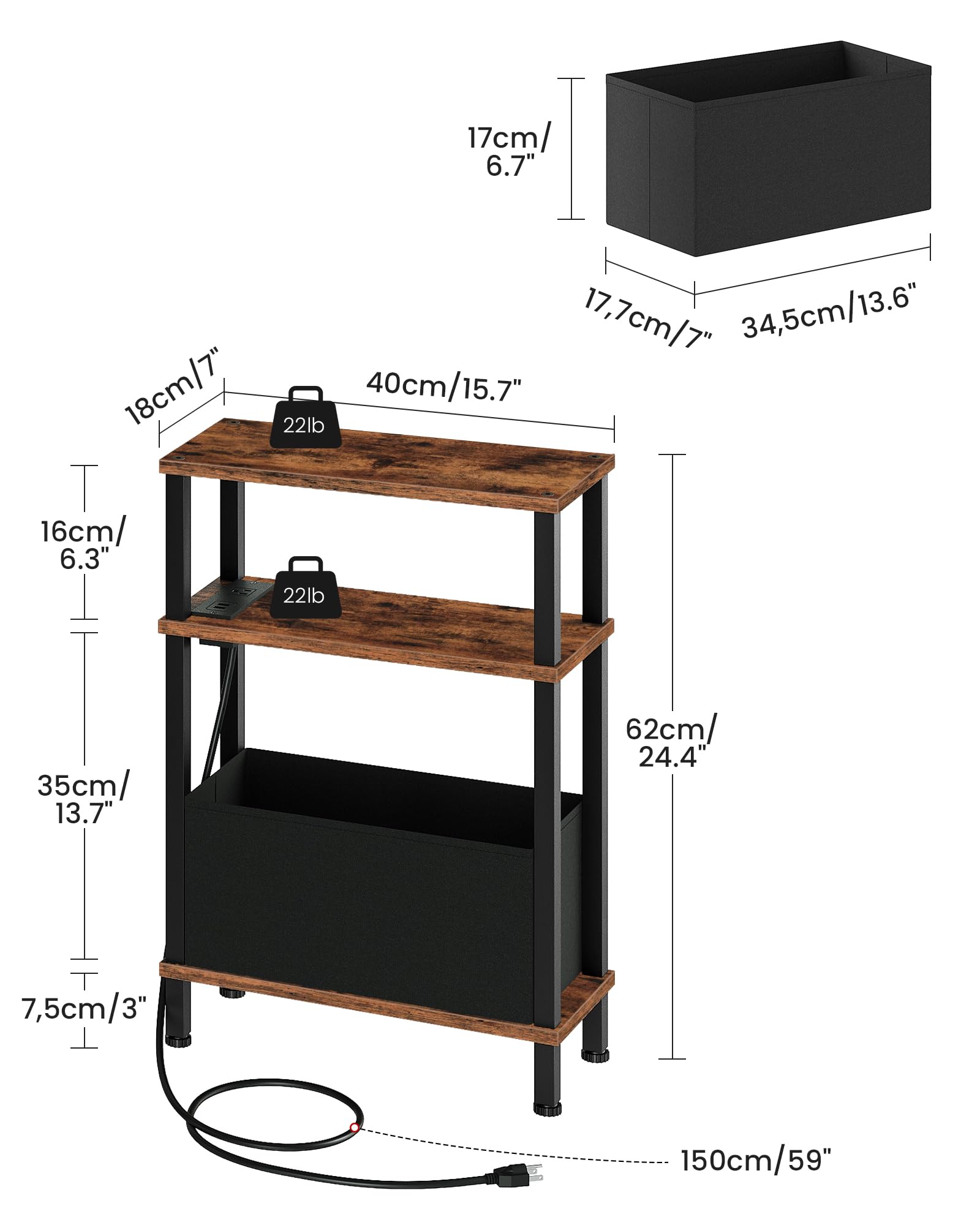 CHOEZON side table open storage and removable pouch keeps clutter hidden and items easy to reach.
