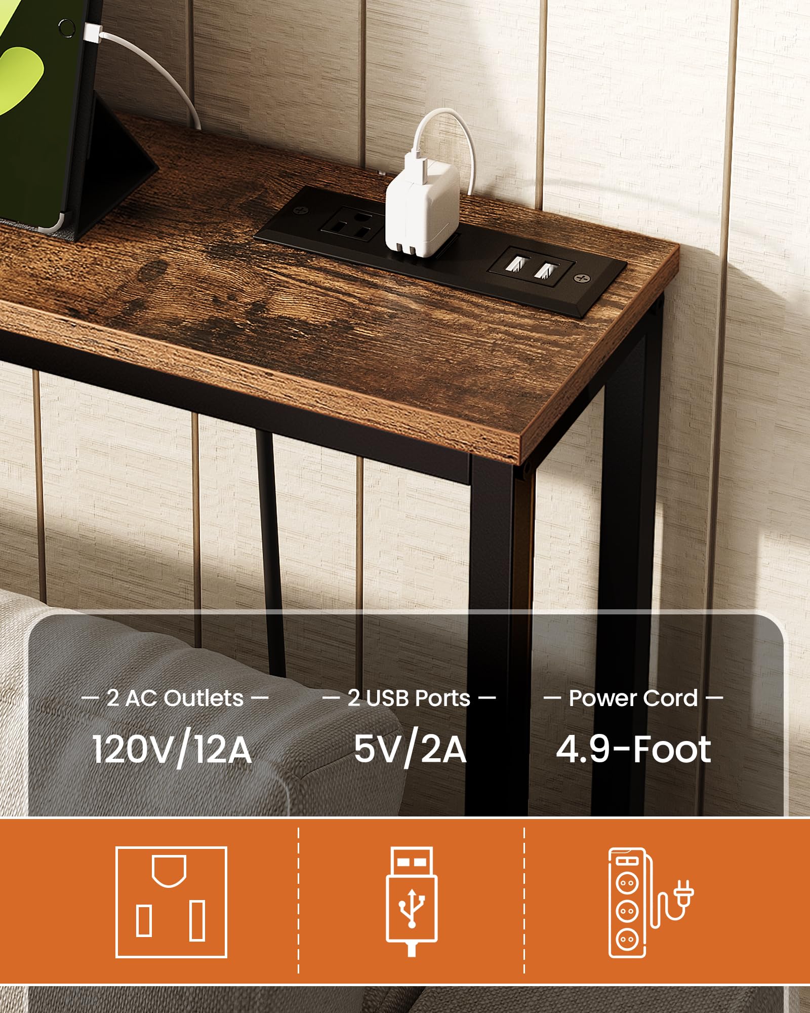CHOEZON sofa table provides versatile surfaces for living rooms.