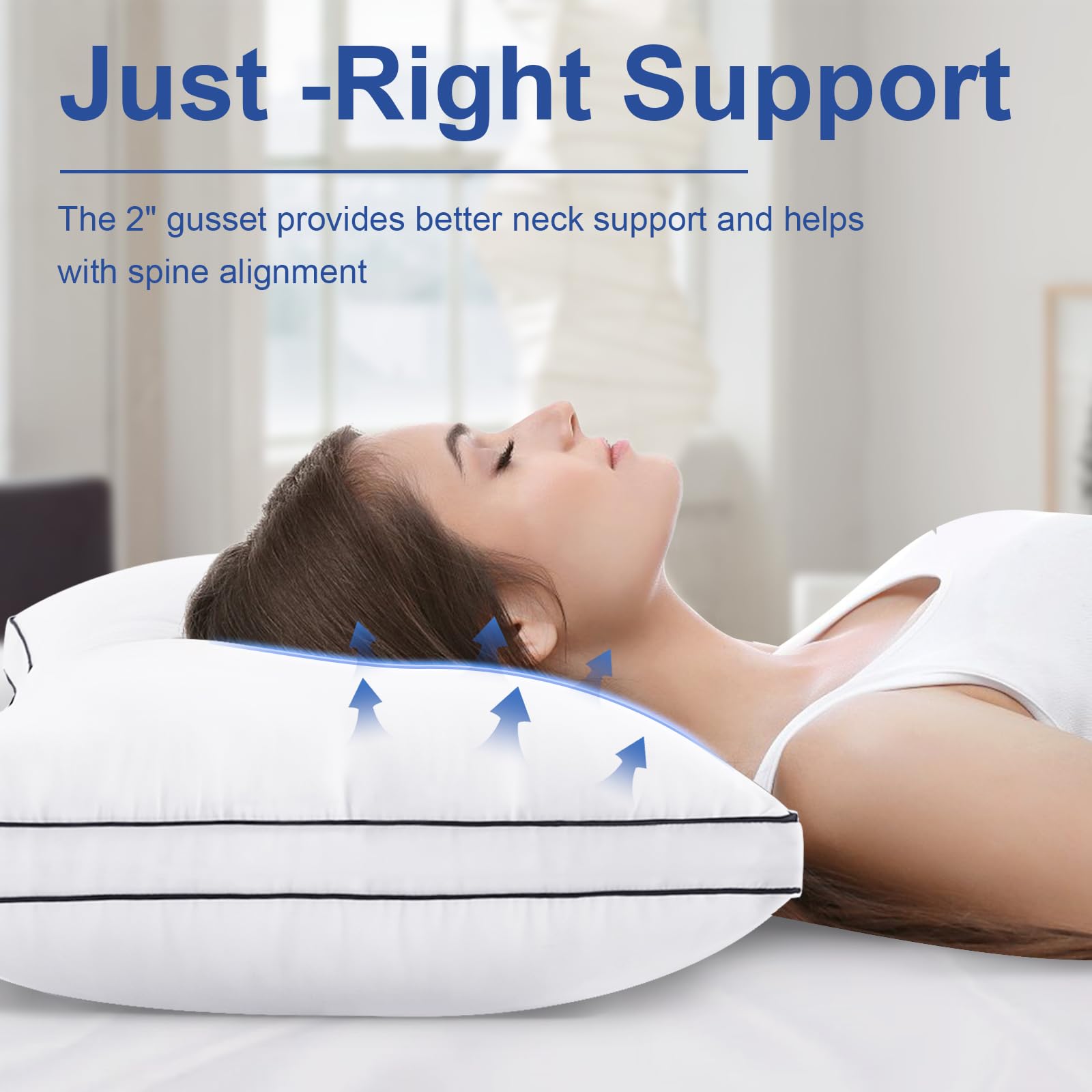 CHOKIT premium pillows queen set side view showing ergonomic support