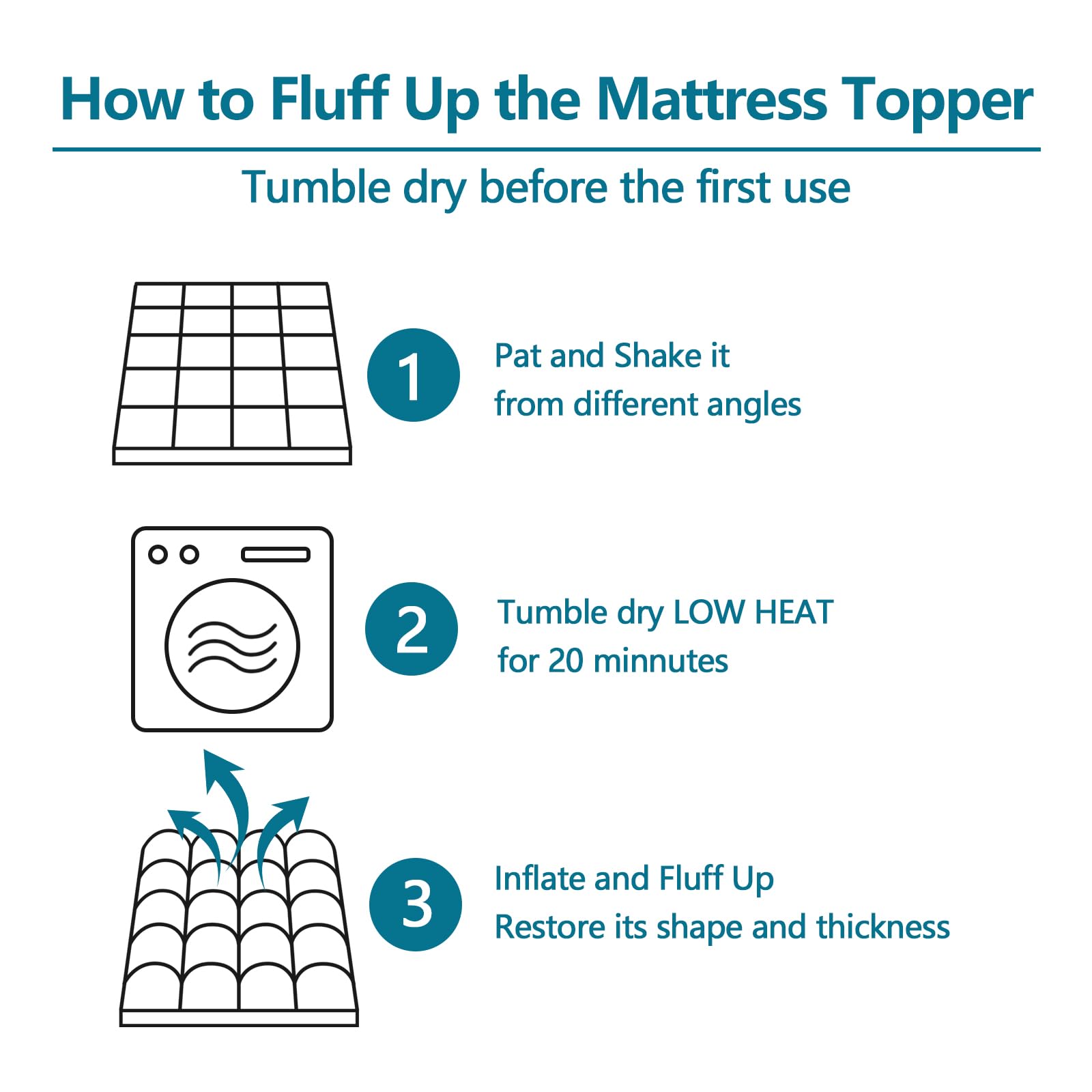 CHOKIT Queen Mattress Topper box-stitch construction adds durability.