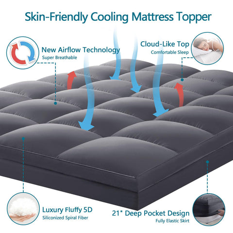CHOKIT Queen Mattress Topper cooling fabric texture for breathable sleep.
