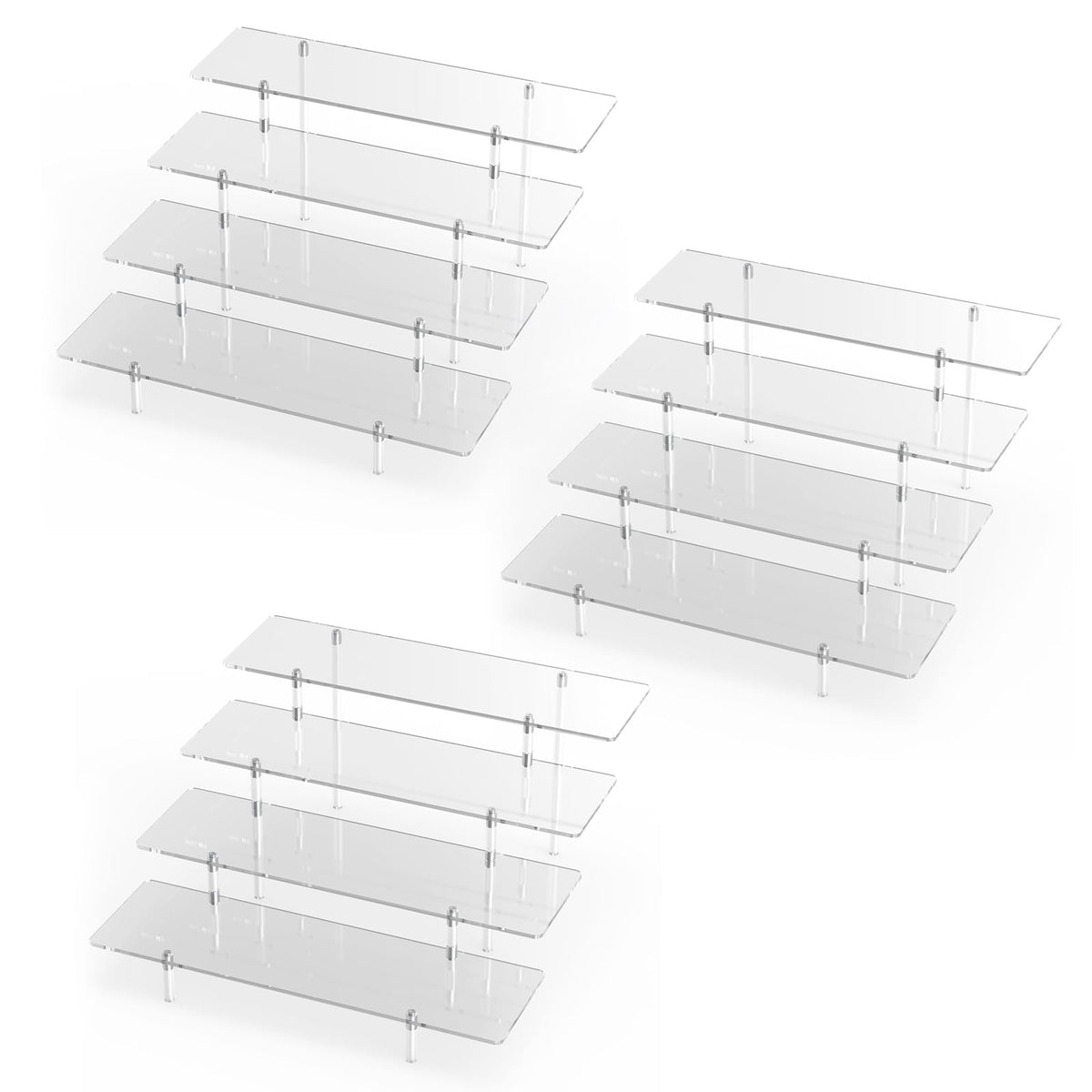 CHONOVO acrylic display riser 4-tier crystal-clear edges for cosmetics and cupcakes.