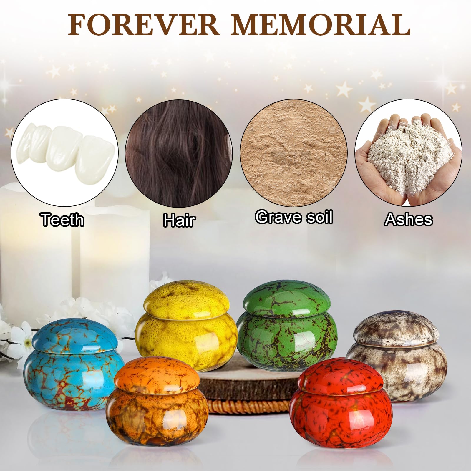 CHONOVO keepsake urns hold ashes, hair, soil, or fur.