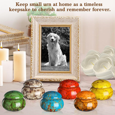 CHONOVO mini urns for ashes in six colors, vibrant and lasting.
