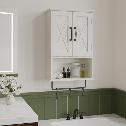 ChooChoo Farmhouse cabinet adjustable shelf inside for flexible cosmetic or medicine organization.