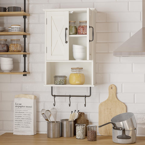 ChooChoo Farmhouse cabinet removable towel rack supports versatile towel handling in small spaces.