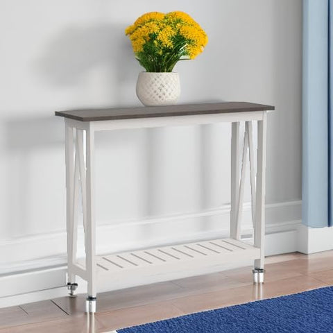 ChooChoo Farmhouse console in entryway creating an organized landing zone.