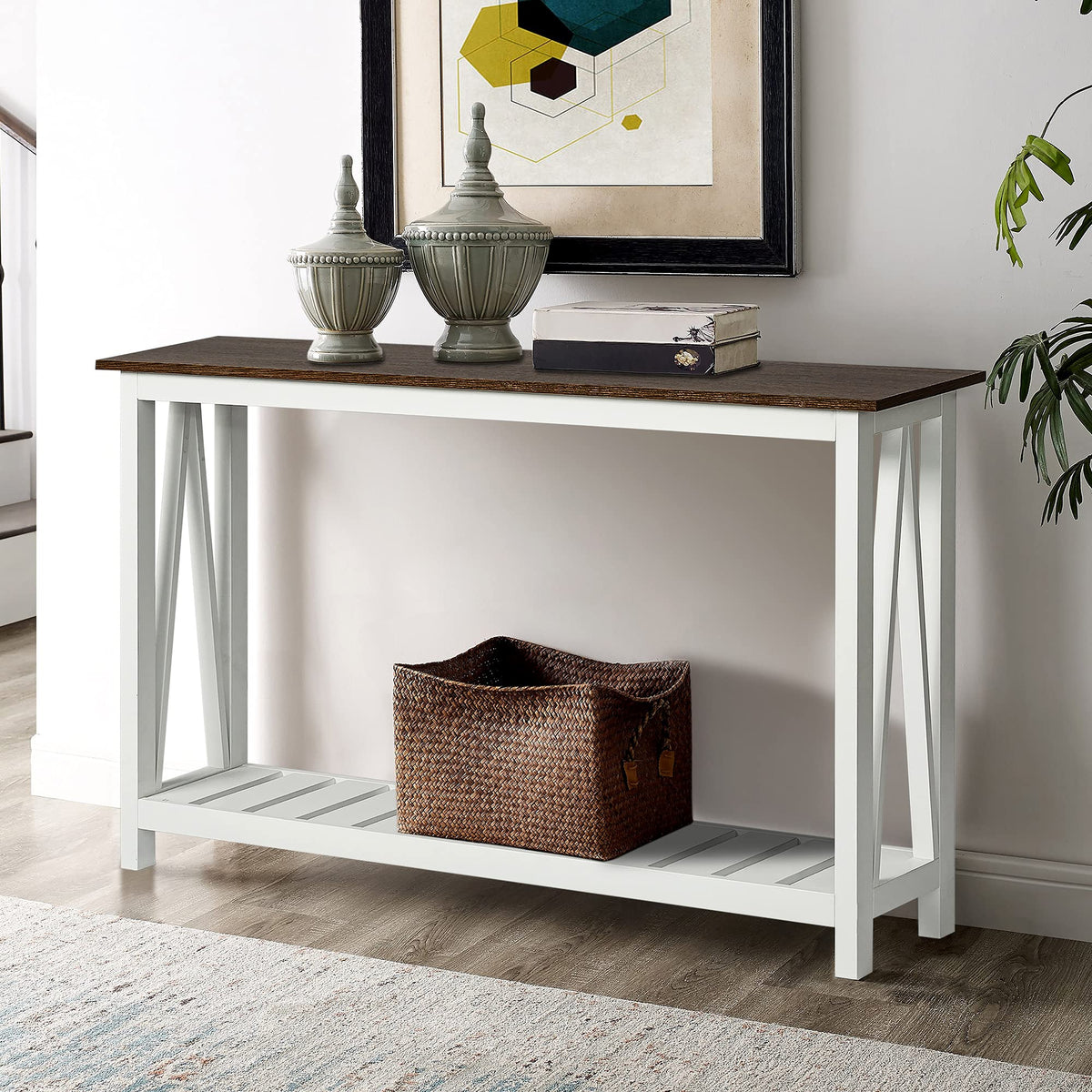ChooChoo Farmhouse console top view with melamine veneer and easy-clean surface.