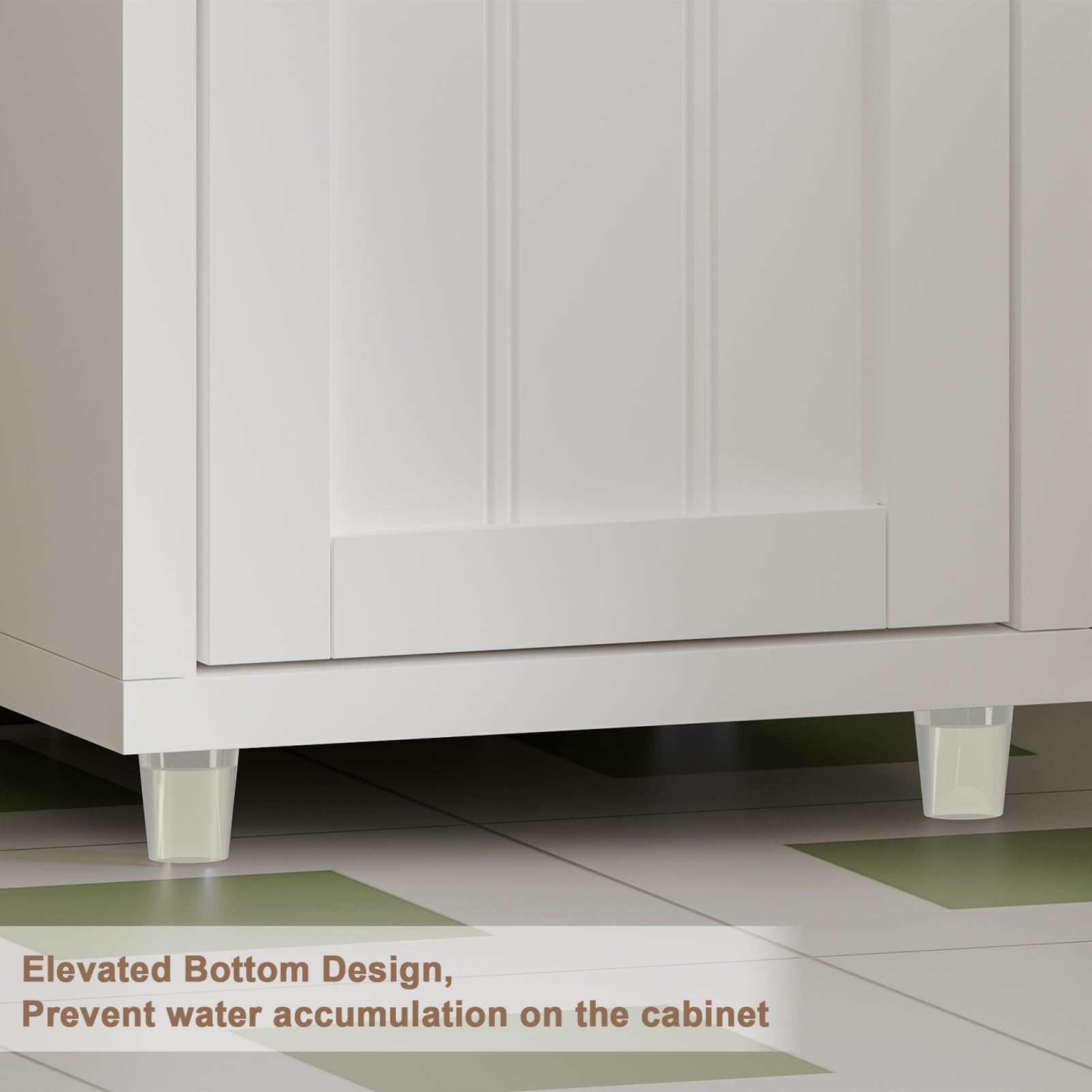 ChooChoo cabinet bottom-raised design resists moisture in humid spaces