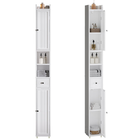 ChooChoo narrow cabinet front view shows space-saving profile for tight bathrooms