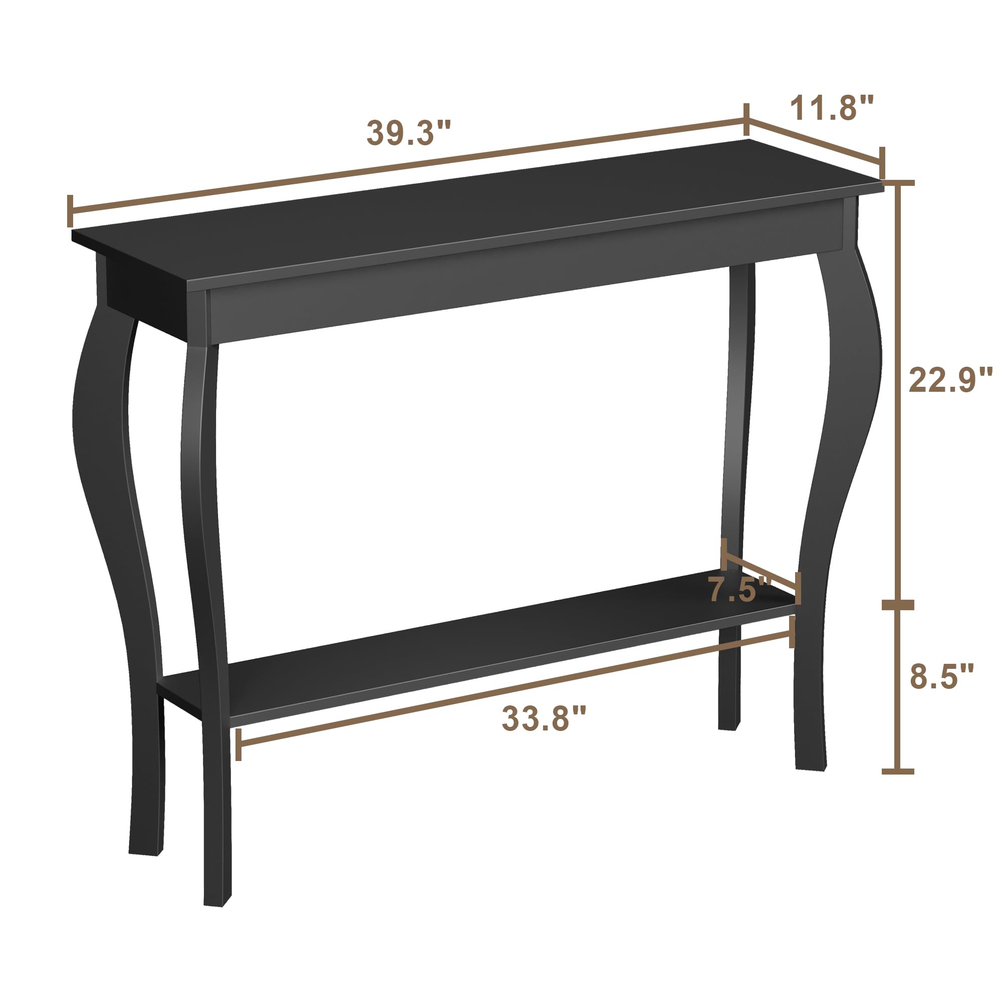 ChooChoo narrow console table side angle showing compact footprint for small spaces