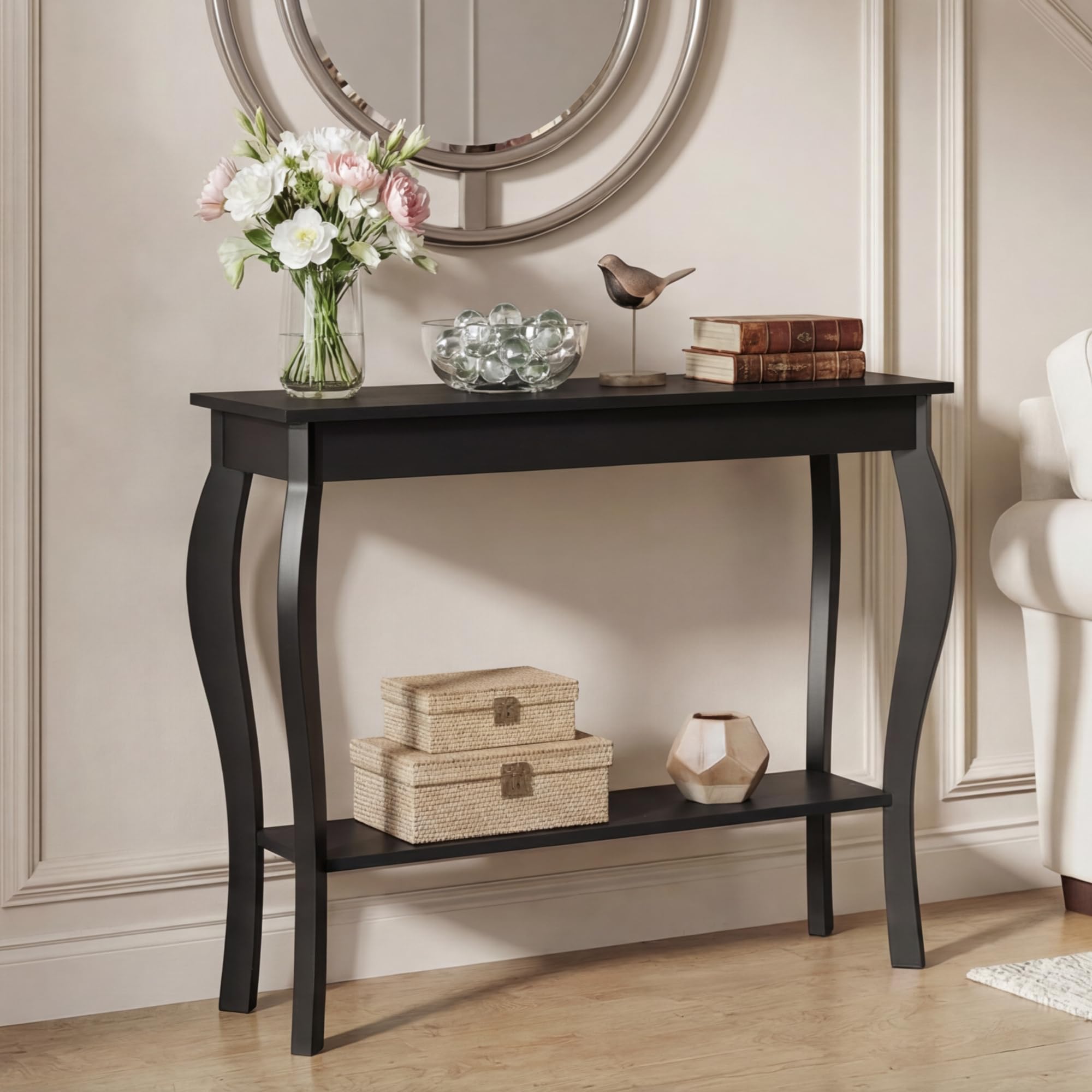 ChooChoo narrow console table surface view highlighting the MDF top and display space