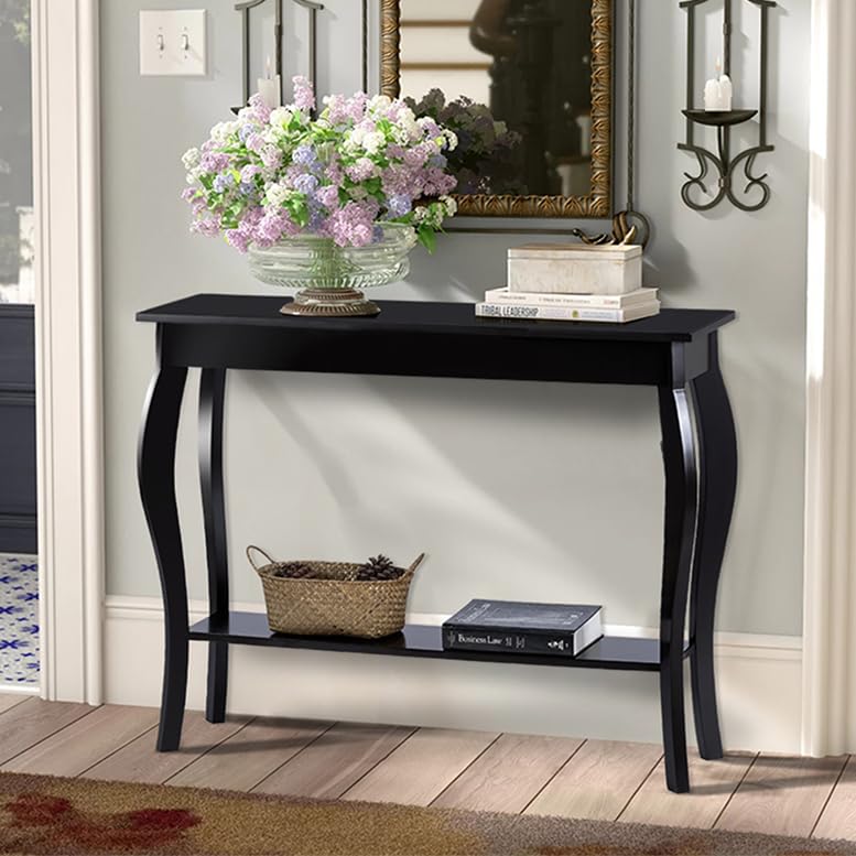 ChooChoo narrow console table tv-stand setup for media essentials within reach