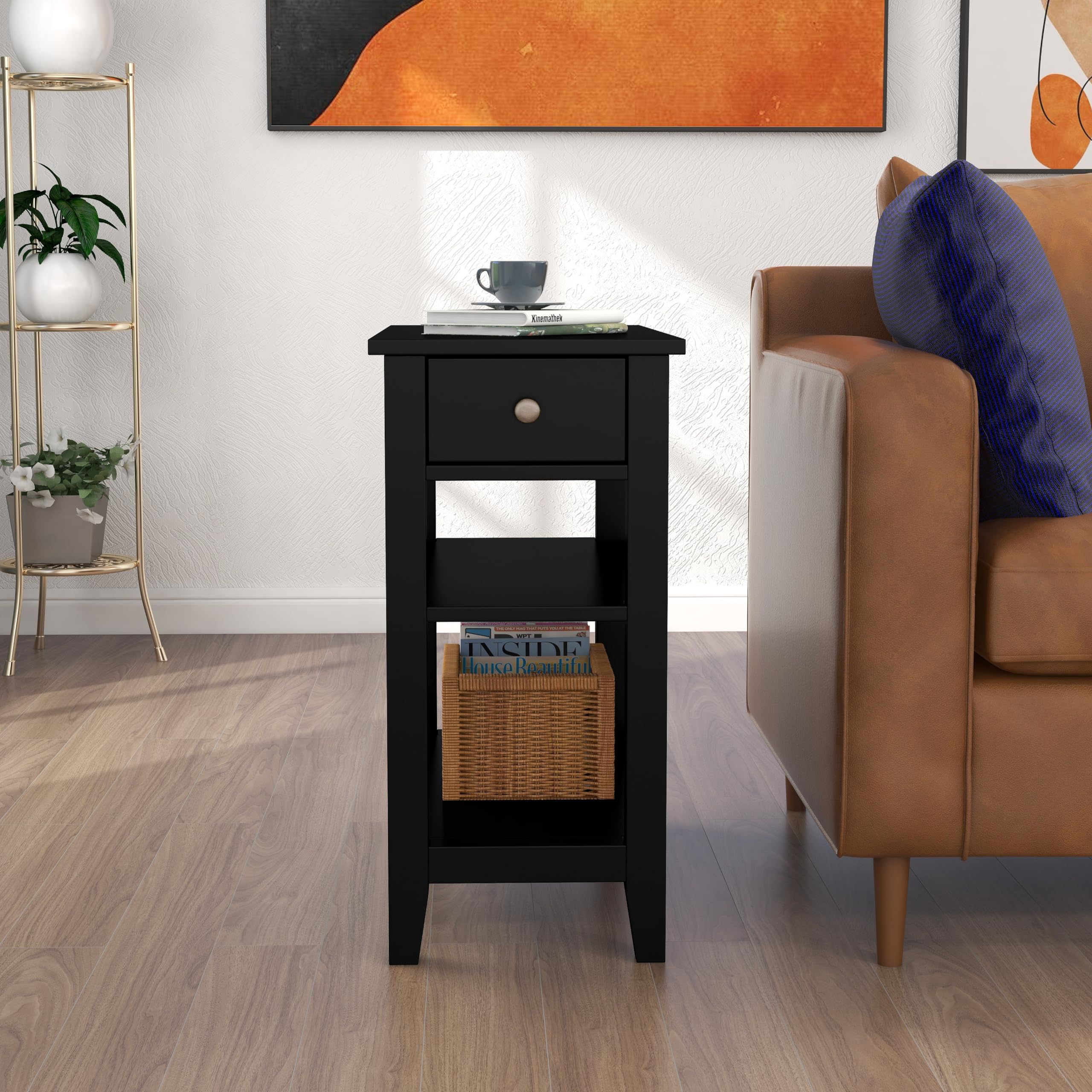 ChooChoo side table in black finish complements modern decor and surfaces.