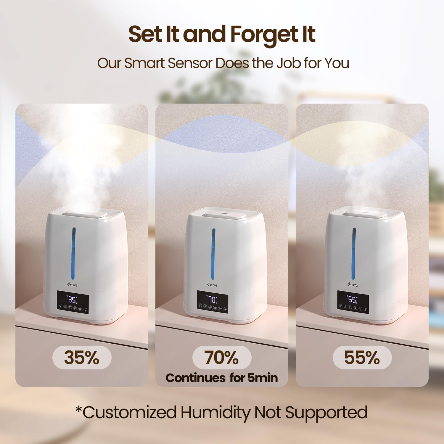Chooone 6L top-fill humidifier night light provides soothing glow