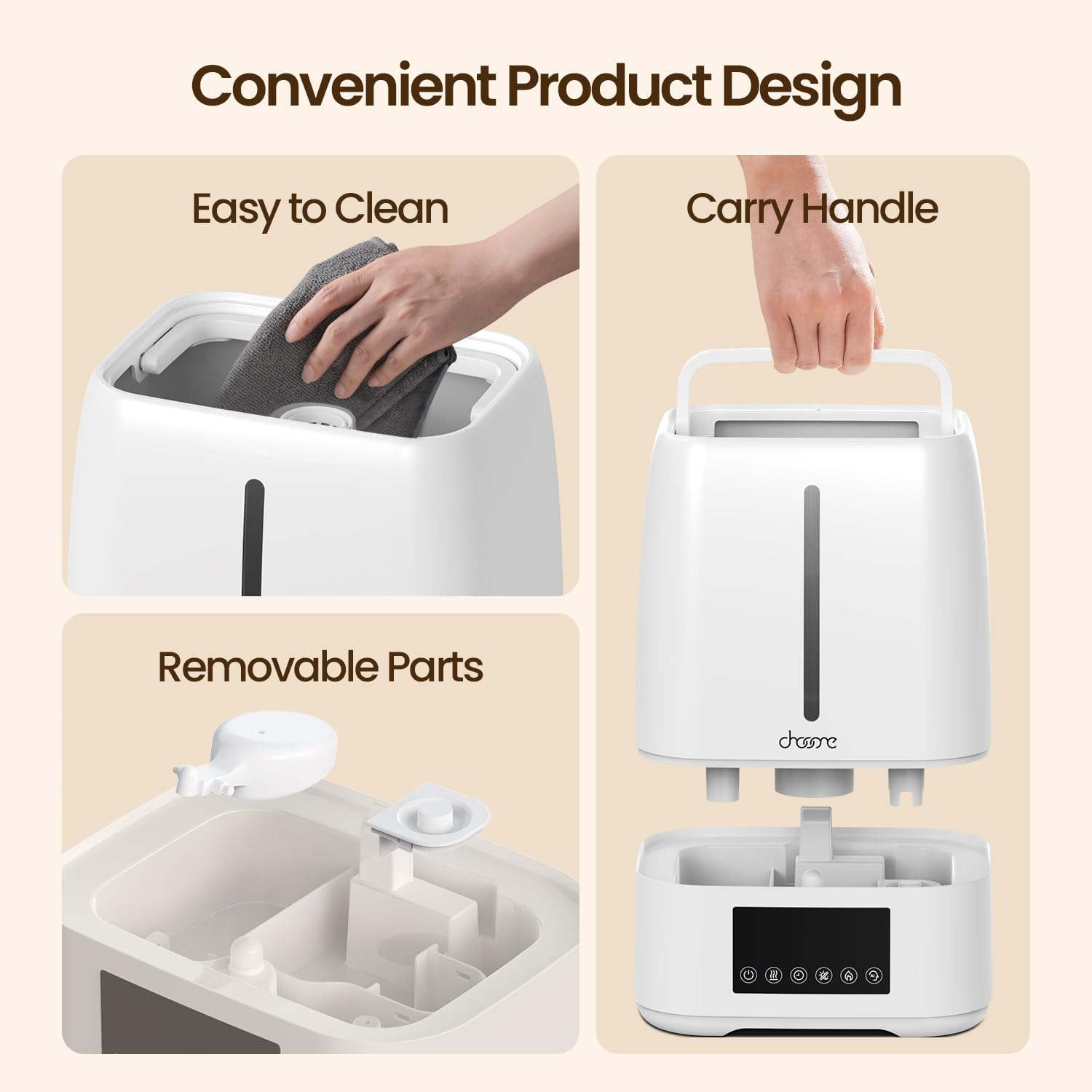 Chooone 6L top-fill humidifier warranty and safety protections