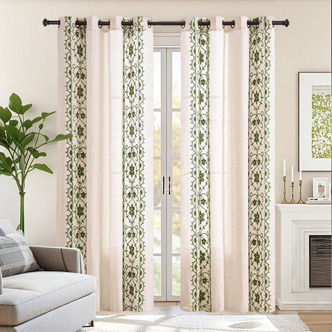 Chorowl vintage floral embroidery linen curtains add timeless charm