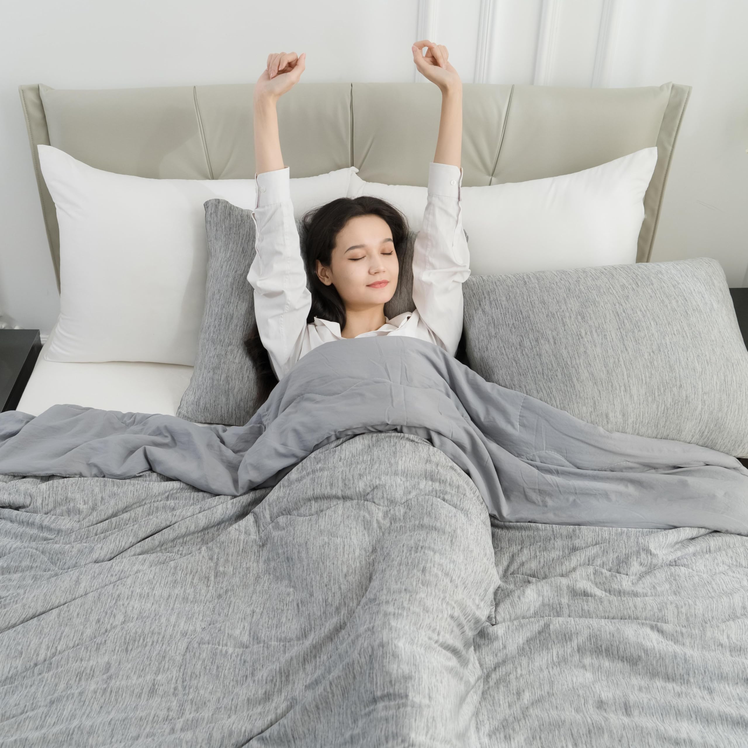 CHOSHOME grey color blanket draped on sofa