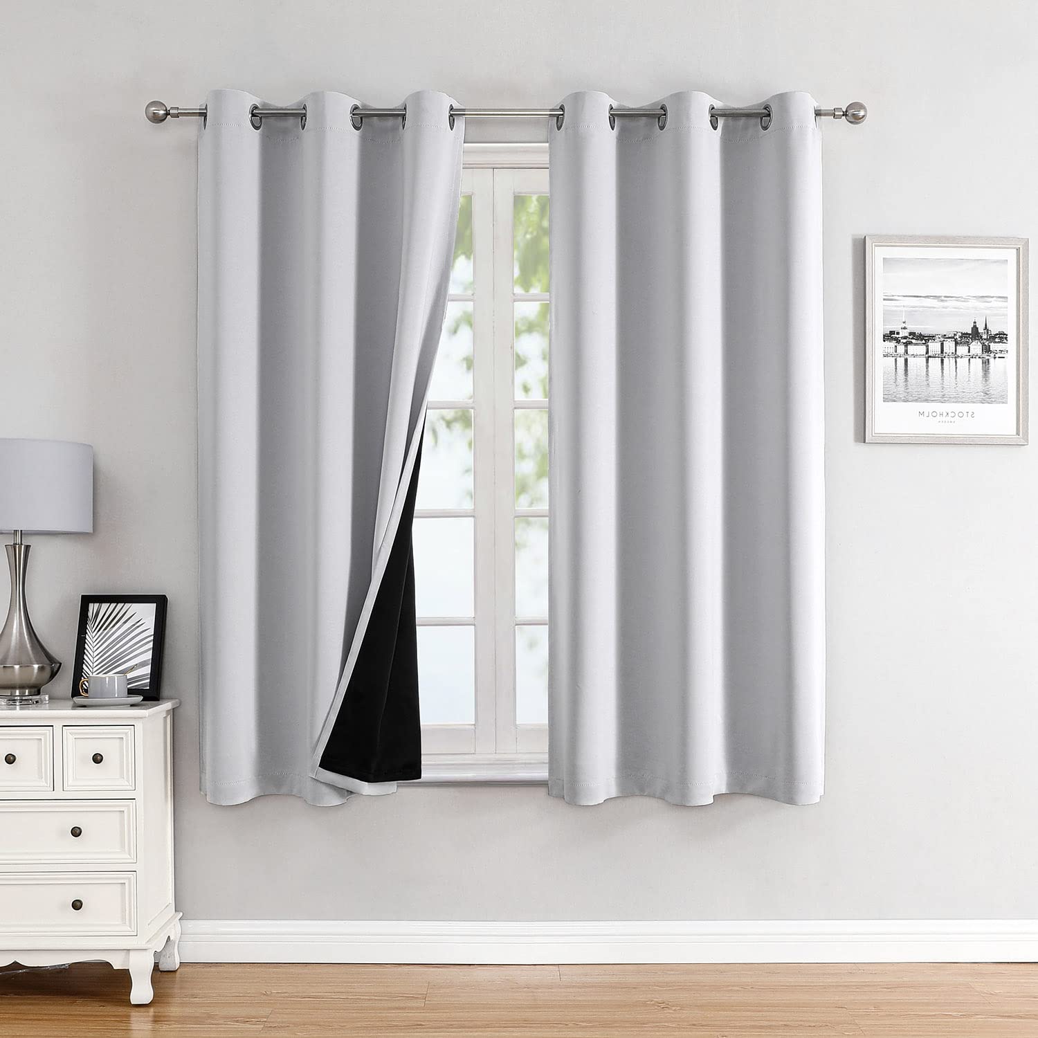 ChrisDowa blackout curtains in greyish white block light for restful bedroom