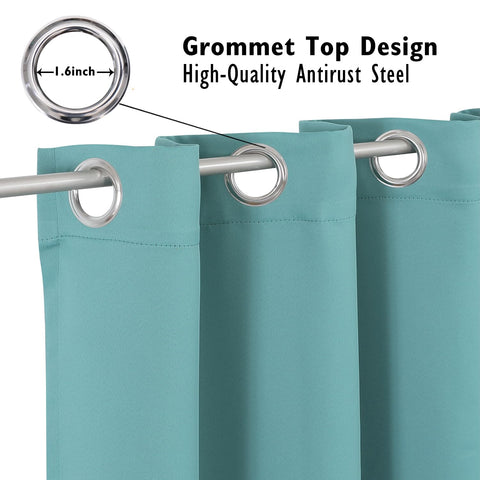 ChrisDowa Aqua blackout curtains with metal grommets for smooth sliding