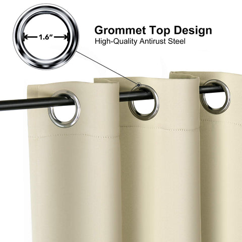 ChrisDowa beige grommet panel on a track enabling smooth sliding and easy installation
