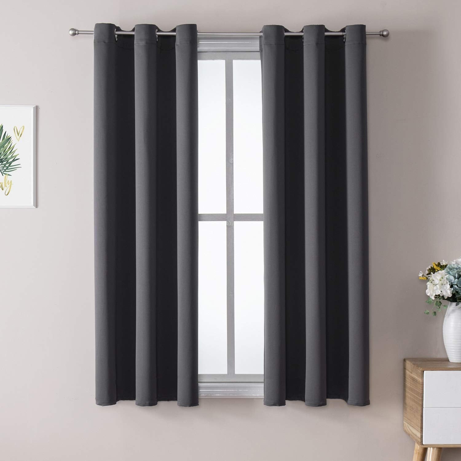 ChrisDowa blackout curtains two panels with metal grommets for quick room darkening
