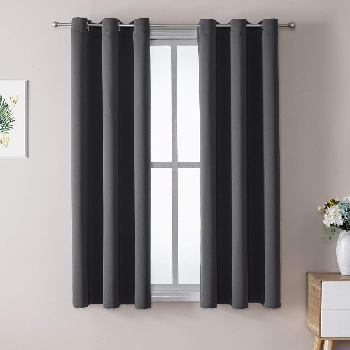 ChrisDowa blackout curtains two panels with metal grommets for quick room darkening