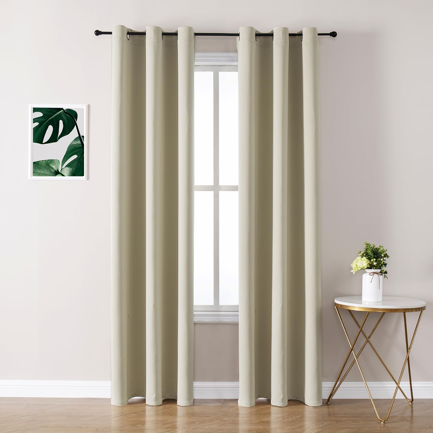 ChrisDowa blackout curtains beige fabric close-up showing soft texture and modern style
