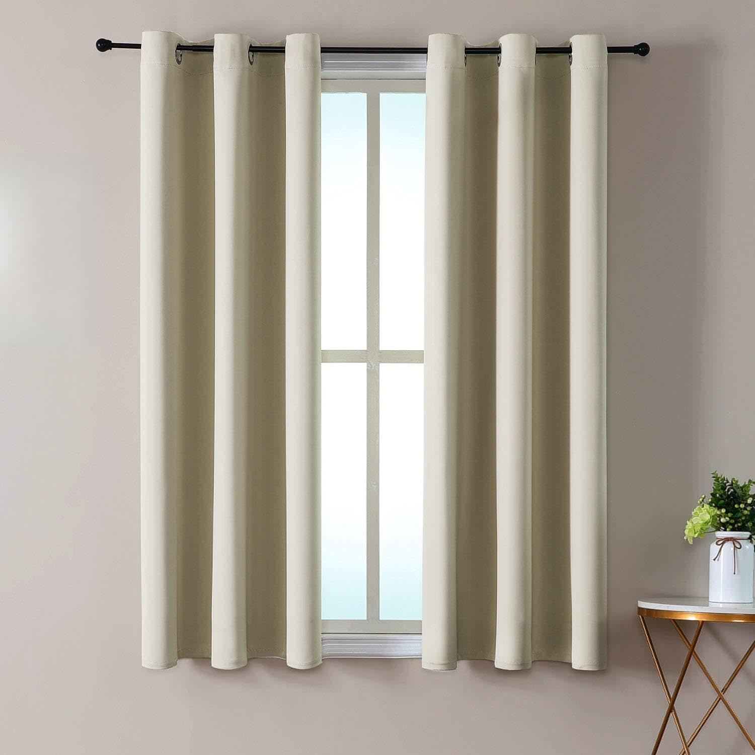 ChrisDowa blackout curtains beige 42x48 panel front view showing light-blocking design