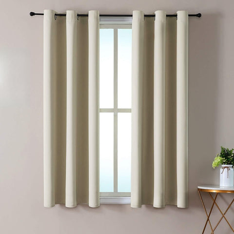 ChrisDowa blackout curtains beige 42x48 panel front view showing light-blocking design