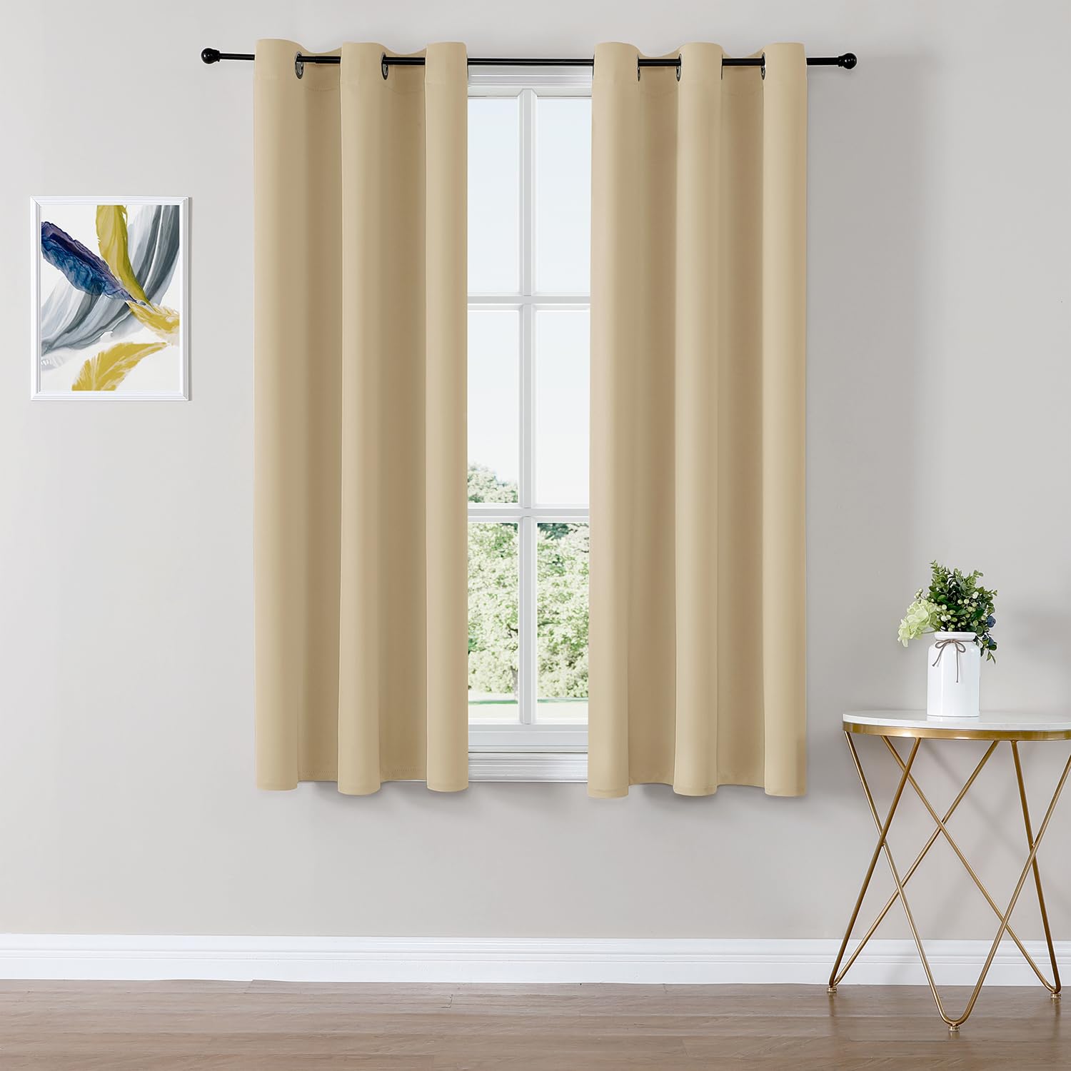 ChrisDowa blackout curtains Biscotti Beige 42x63 block light for better daytime naps