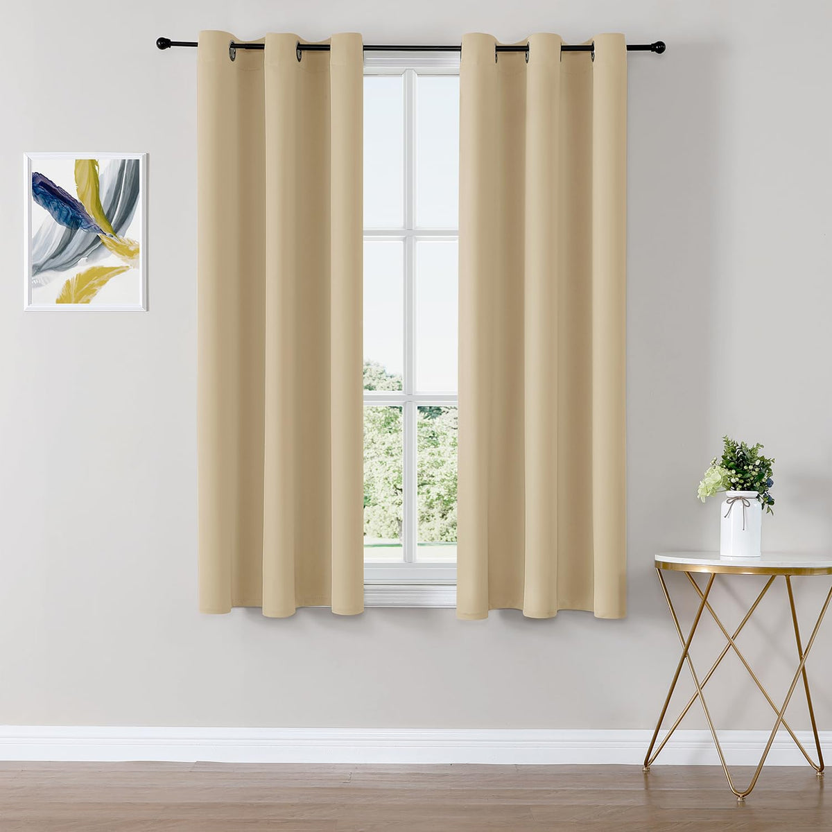 ChrisDowa blackout curtains Biscotti Beige 42x63 block light for better daytime naps