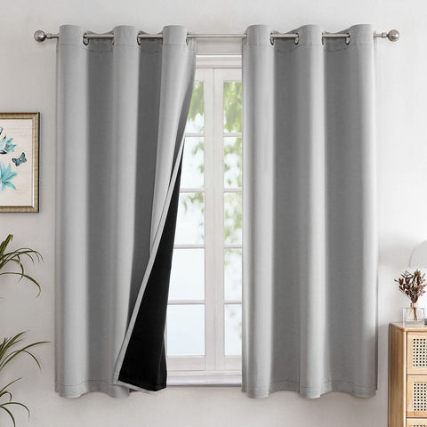 ChrisDowa blackout curtains in light grey block daylight for deep room darkness