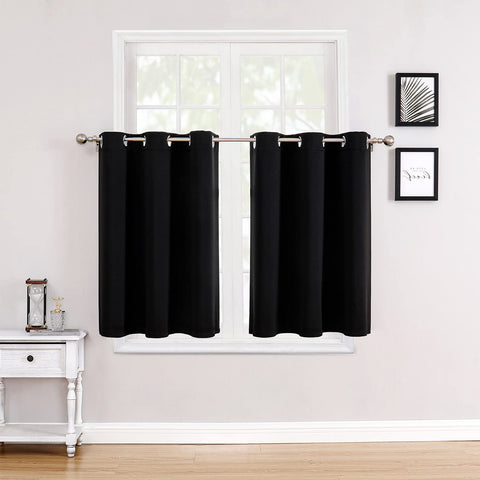 ChrisDowa 2-panel black curtains ready to install in kitchen or bedroom