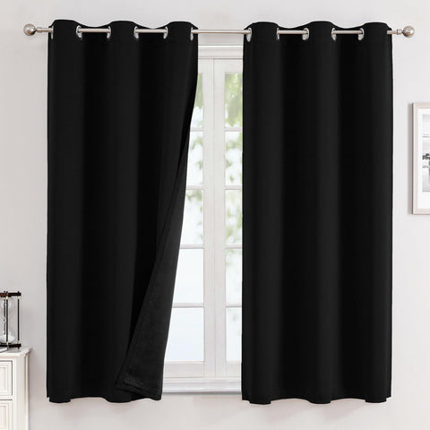 ChrisDowa double-layer blackout curtains front view show room-darkening effect