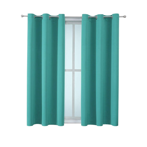 ChrisDowa grommet curtains teal 42W x 63L install easily on any rod.