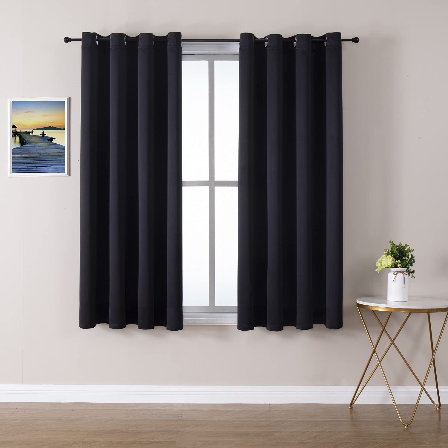 ChrisDowa grommet blackout curtains 2-panel set on window offer light control and privacy