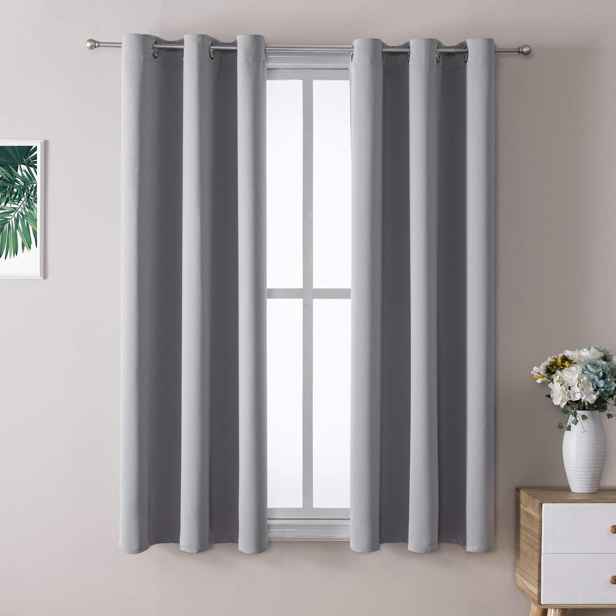 ChrisDowa grommet blackout curtains 2-panel set block light for peaceful sleep.